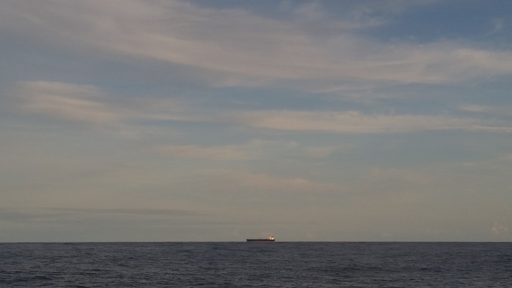 Vi så 1-2 erhvervsskibe hber dag, hvilket var ret betryggende. På den sydloge Atlantertur så vi kun et i alt!